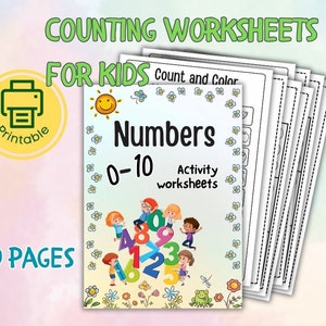 Numbers Book, Preschool Binder, Kids Activity Book, Coloring pages, Counting, Worksheets for Kids