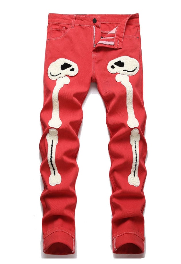 Men Women Skeleton Print Jeans Y2K Amiri Skinny Mnml Dsrcv Etsy Finland