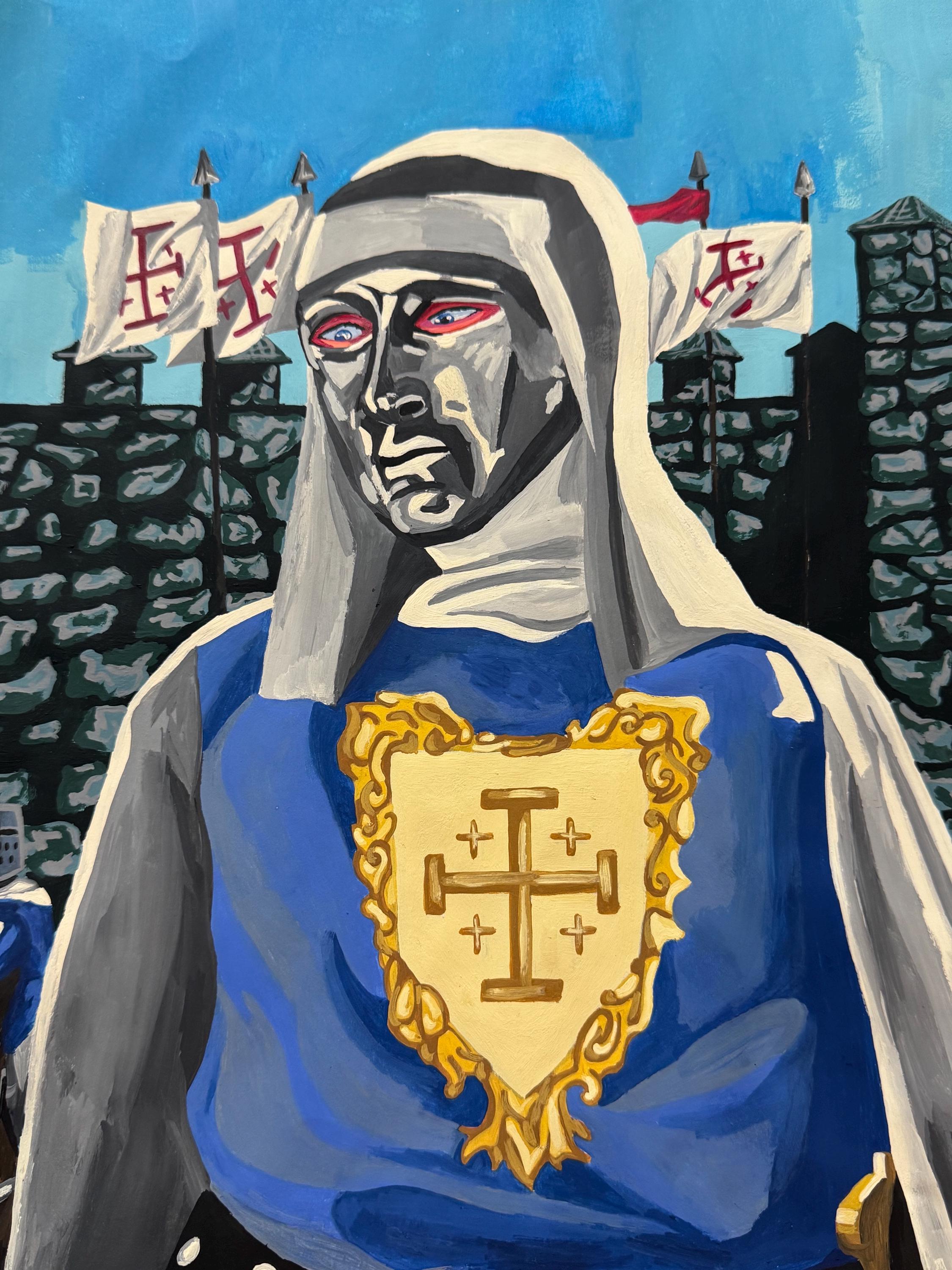 革のモールドレリーフ　ヨーロッパっぽい額絵 エルサレム王ボードゥアン4世のアクリル画（額装なし） - Etsy 日本