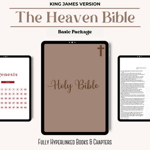 The Heaven Bible Basic, Digital KJV Journaling Bible, Hyperlinked Bible, Bible Study Templates, Notetaking Bible, Bible Study