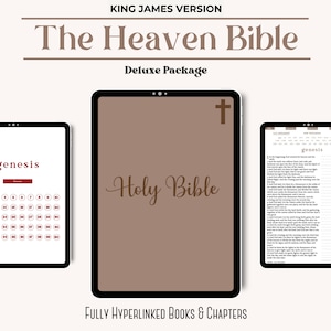 The Heaven Bible Deluxe, Digital KJV Journaling Bible with hyperlinks, Hyperlinked Bible, Bible Study Templates, Notetaking Bible