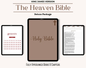 La Biblia del Cielo Deluxe, Biblia digital KJV para diario con hipervínculos, Biblia con hipervínculos, Plantillas de estudio bíblico, Biblia para tomar notas
