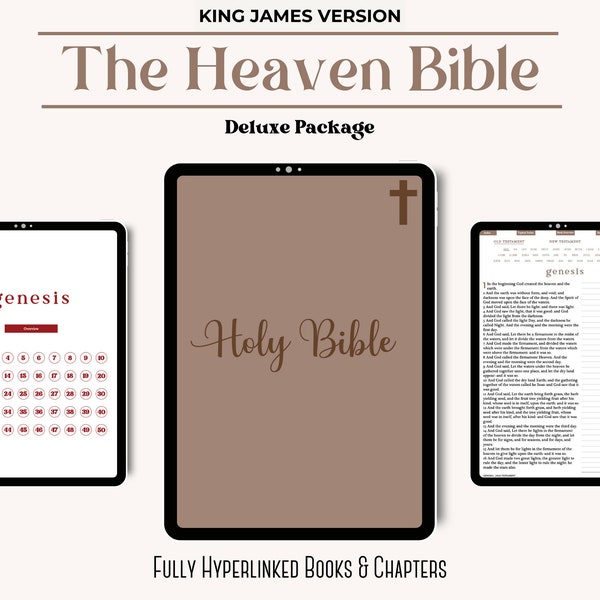 The Heaven Bible Deluxe, Digital KJV Journaling Bible with hyperlinks, Hyperlinked Bible, Bible Study Templates, Notetaking Bible