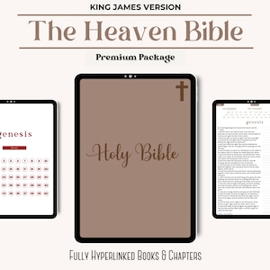 The Heaven Bible Premium, Digital KJV Journaling Bible with hyperlinks, Hyperlinked Bible, Bible Study Templates, Notetaking Bible