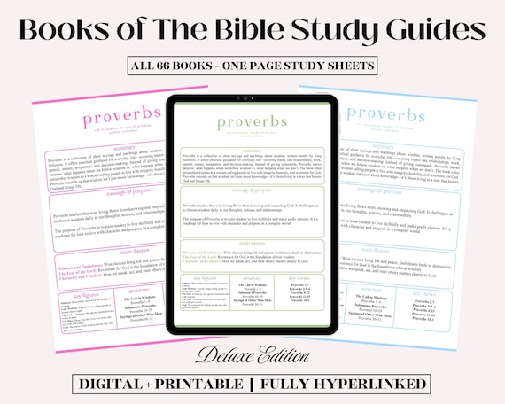 Books of the Bible Study Guides: Deluxe Edition (Digital + Printable, 66 One-Page Summaries + Bonus Guide)