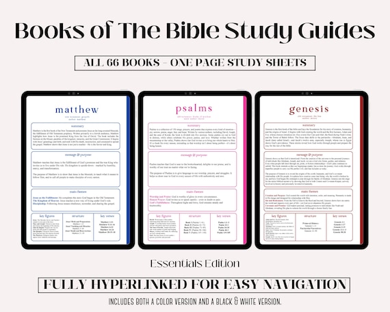 Books of the Bible Study Guides: 66 One-page Summaries (digital