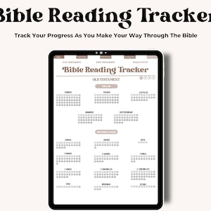 K&ouml;nnte beinhalten: Ein digitaler Bibel-Lese-Tracker auf einem Tablet-Bildschirm. Der Tracker ist nach B&uuml;chern des Alten Testaments geordnet, wobei jedes Buch durch ein Raster von Quadraten dargestellt wird. Die Quadrate k&ouml;nnen abgehakt werden, wenn Kapitel gelesen werden.