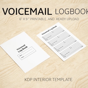 Voicemail log book, Phone call tracker, Voicemail notebook, Printable, Voicemail log, Voicemail template, KDP tested