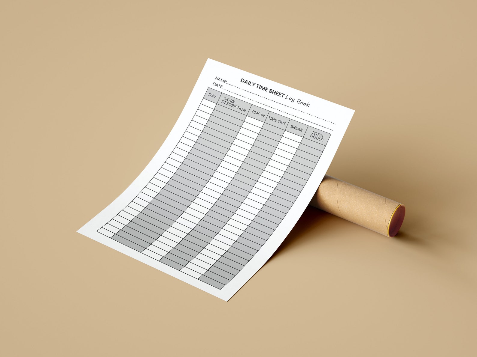 Individual Log Notes Daily Time Log Note, Daily Time Log Sheet, Work Day Schedule Printable ...