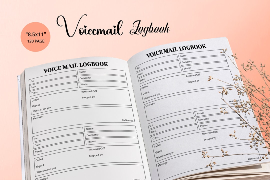 Voicemail Log Book, Voice Mail Journal, Voicemail Notebook, Printable ...