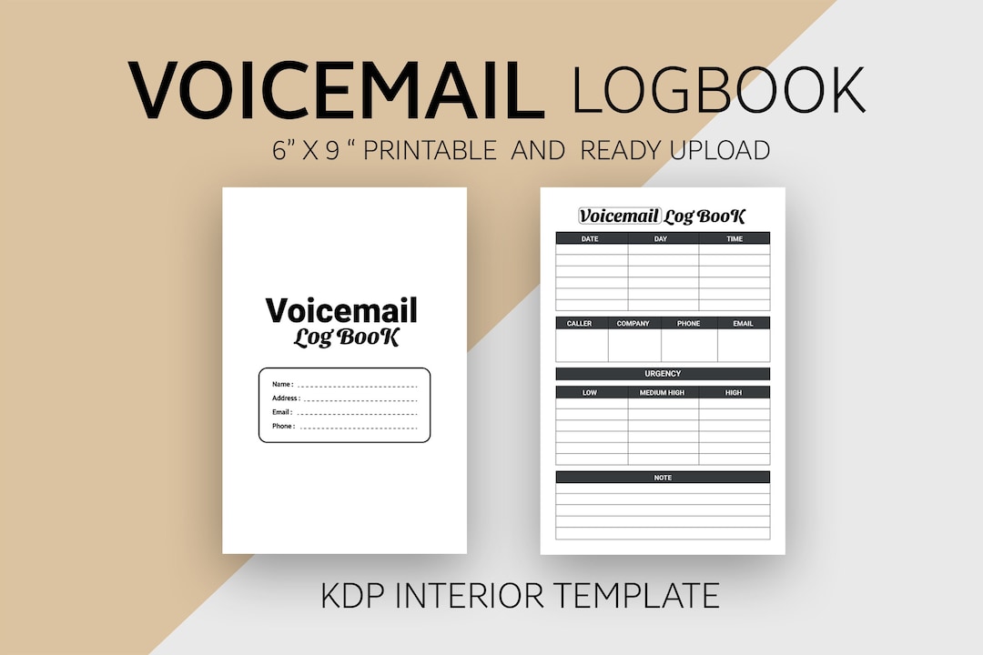 Voicemail Log Book, Phone Message Log Template , Voicemail Notebook