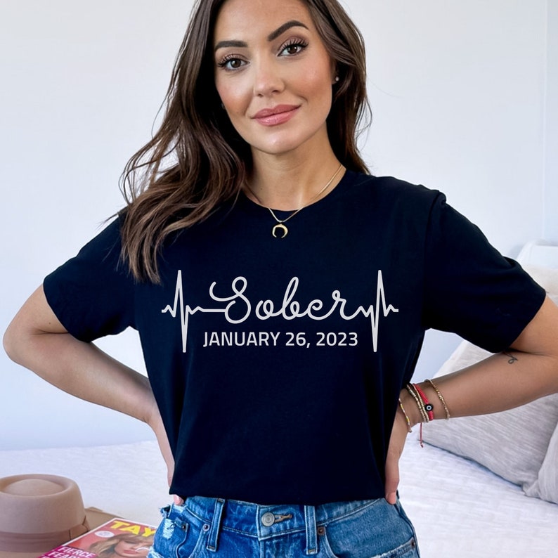 Custom Sober Date T-shirt Personalized Clean Sobriety - Etsy