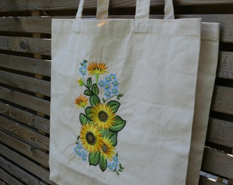 Boho bag with Ukrainian embroidery, sunflower tote bag, embroidered aesthetic tote bag, traditional ethnic grocery bag, anti romantic bag