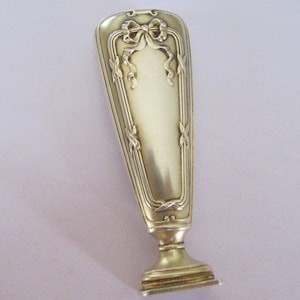 Sello de lacre en caja, diseño vintage francés, chapado en oro, lazo de cinta de plata maciza, sello de lacre Art Nouveau, hecho en Francia, con monograma.