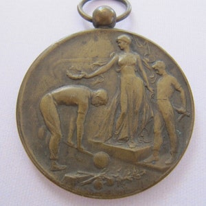 1927 Bronze Art Medallion Weight Lifter, Weight Lifting First Prize French Belgian? Antique to Vintage 1920&#39;s, 50mm, 2 inches