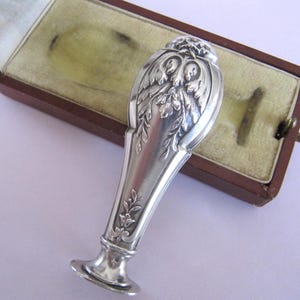 Franse vintage lakzegelstempel in doos EMPIRE massief zilver, originele presentatiedoos, keurmerk berenkop, art nouveau, blanco basis geen monogram