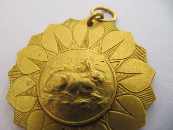 Rabbit Bunny Medal Necklace pendant, 1961 Competition… - Gem