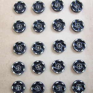 Botones alemanes de la década de 1930 en cartulina de caseína de 15 mm, 24 botones de plástico Art Deco Galalith en blanco y negro de 5/8 de pulgada fabricados en Alemania, costura