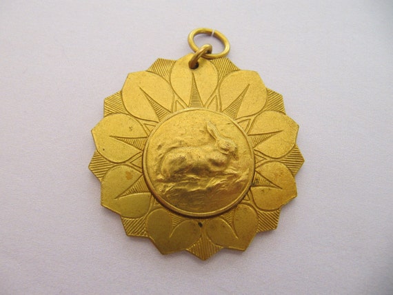 Rabbit Bunny Medal Necklace pendant, 1961 Competition… - Gem