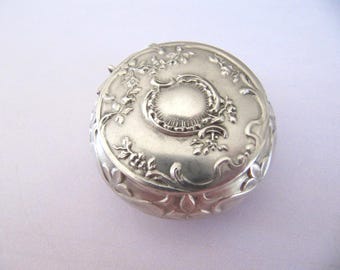 Vintage Silver Vermeil Pendant Powder Rouge Compact with Mirror, Art  Nouveau Floral Design, France