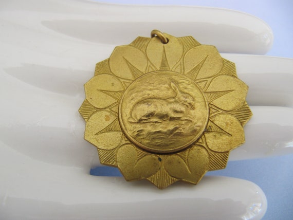 Rabbit Bunny Medal Necklace pendant, 1961 Competition… - Gem