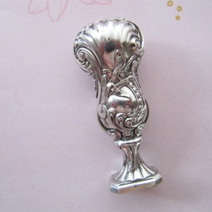 Kleine lakzegel stempel Vintage Franse Art Nouveau bloemmotief, massief zilveren lakzegel stempel begin 1900 Gemaakt in Frankrijk met monogram GC??