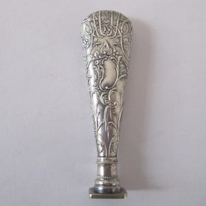 Sello de lacre Art Nouveau francés de plata maciza, diseño de flores en cascada, sello de sellado fabricado en Francia a principios del siglo XX