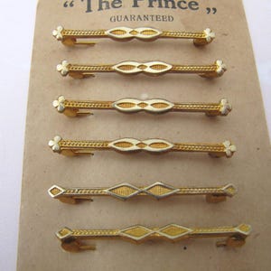 Lot de 12 épingles à lingerie plaquées or avec trois motifs différents, vintage Art déco pour sous-vêtements pour femmes Épingles à nourrice bijoux dorés