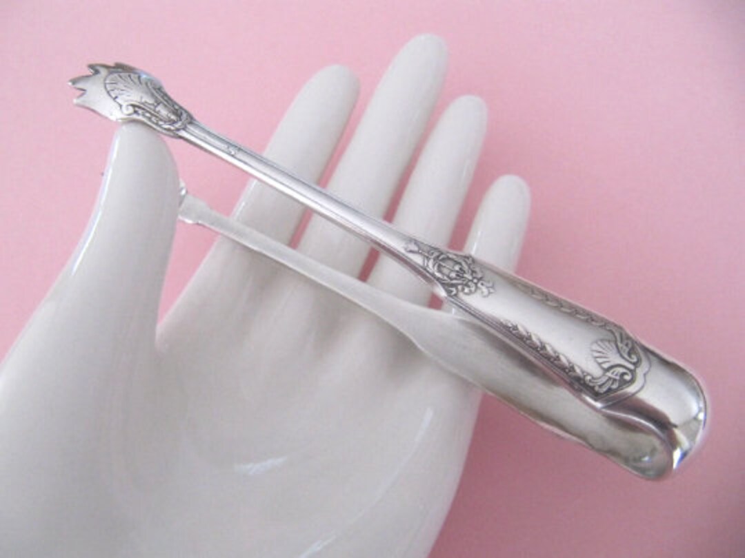 French Sugar Tongs Vintage Ornate Empire Pattern Fancy Silver Etsy