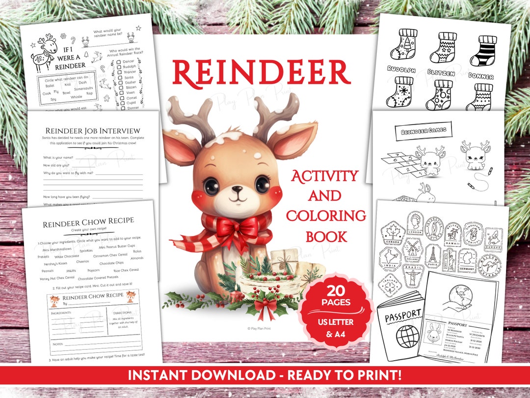 20 Printable Christmas Activity and Coloring Pages. Reindeer Activity ...