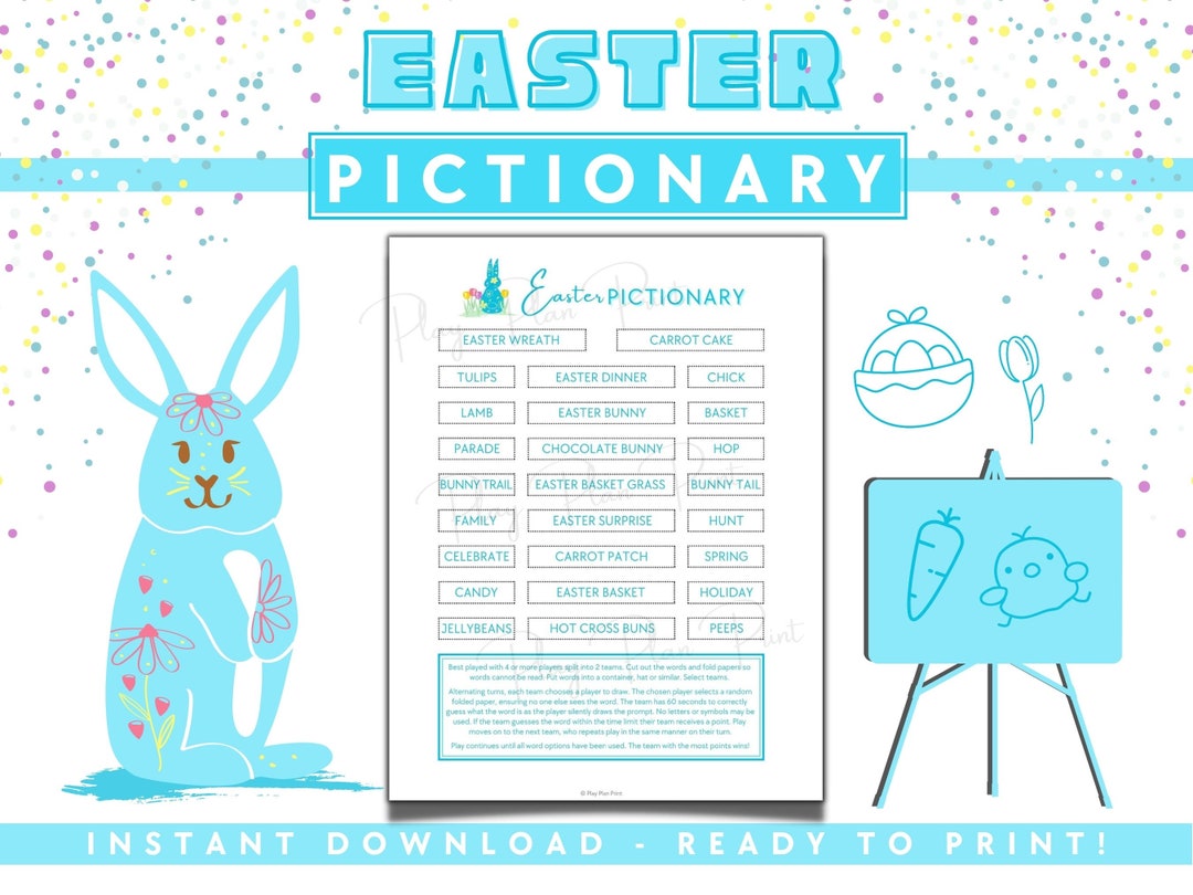 Easter Pictionary Printable Easter Activity Easter Games Etsy Easter Pictionary Printable Easter Activity Easter Games Etsy