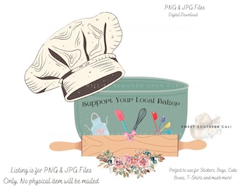 Support Your Local Baker, PNG and JPG Files, Digital Download, Sticker Image, Bakery, Small Business