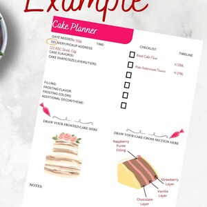 Cake Planner Template Printable, Cake Form Organizer, Bakery, Home ...