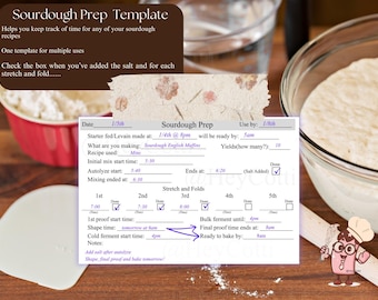 Sourdough Prep Tracker, Sourdough log, baking tracker, sourdough baking, digital download, print and fill out
