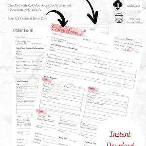 Cake, Cupcake, Cookies, Order Form Printable Template, Bakery, Home bakers, Organizer, Template, PDF, Digital Download, Multiple Orders