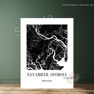 Carte minimaliste, Savannah, Géorgie, téléchargement numérique, téléchargement immédiat, amateurs de cartes, art de la carte, décoration murale, plan de la ville