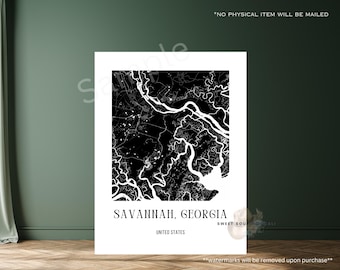 Minimalist Map, Savannah, Georgia, Digital Download, Instant Download, Map Lovers, Map Art, Wall Decor, City Map
