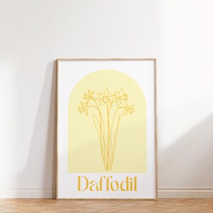 Narzisse Wandkunst - Minimalistischer Blumendruck, Gelbes Botanisches Poster, Ästhetisches Frühlingsdekor, Blumenillustration, Digitaler Download Poster