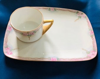 Porcelain Cottage Core, Romantic Hand-Painted Snack Set