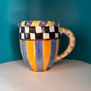 MacKenzie-Childs, Wallcourt Pattern, Pottery Mug set MacKenzie-Childs, Wallcourt Pattern, Pottery Mug set display picture 1