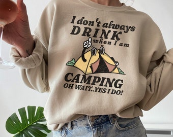 Funny Camping Sweatshirt: "Liquid Wilderness Explorer" Vintage Design