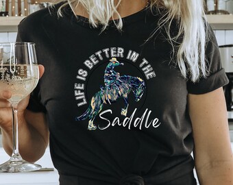 Life Better in the Saddle, Oversized Vintage Tshirt, Horse Lover Shirt, Cowboy Shirt, Cowgirl Shirt, Western Shirt, Country Shirt, Rodeo Tee