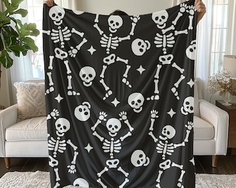 Dancing Skeleton Blanket, Halloween Blanket, Spooky, Skull Blanket, Skeleton Bones, Halloween Decor, Throw Blanket, Halloween Gift, Tapestry