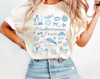 Mediterranean Cruise Shirt, Comfort Colors Cruise Tee, Girls Trip Shirt, Doodle Cruise shirt, Girl Vacation, Friends Cruise, Matching Cruise