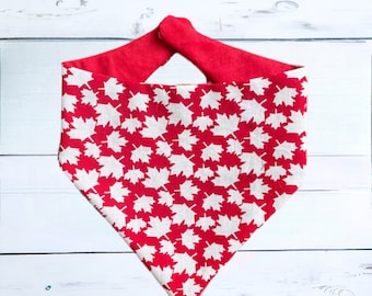 Canada Day Dog Bandana, Maple Leaf Puppy Bandana, Red and White Canadian Bandana for Dogs and Cats with Snaps