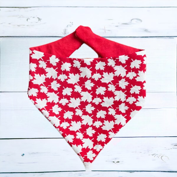 Canada Day Dog Bandana, Maple Leaf Puppy Bandana, Red and White Canadian Bandana for Dogs and Cats with Snaps