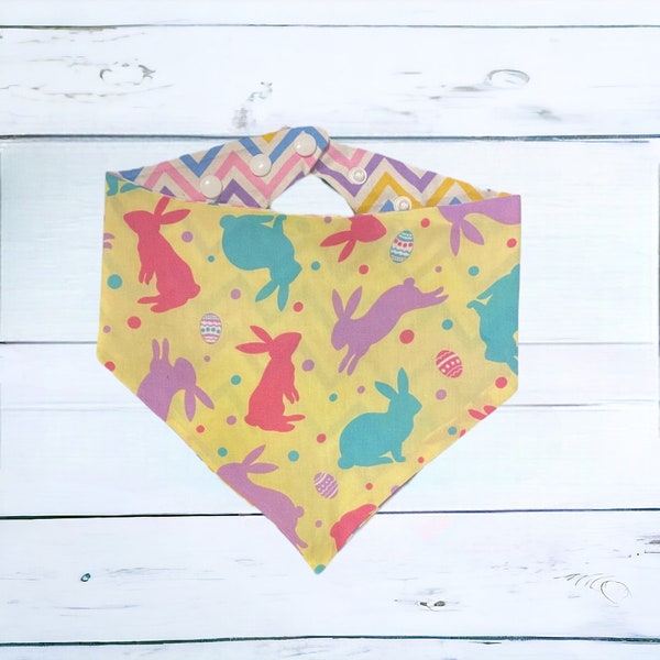 Easter Dog Bandana with Snaps, reversible and adjustable