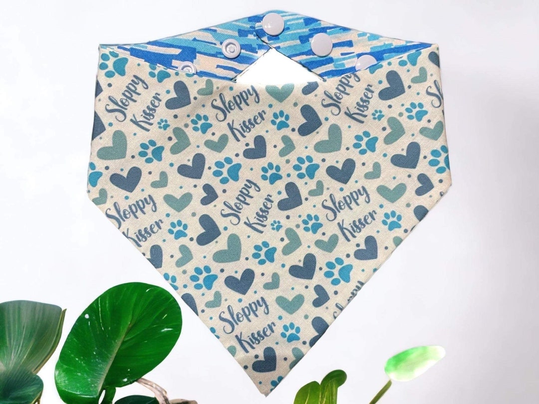 Sloppy Kisser Dog Bandana, Funny Dog Bandana, Bandana With Snaps