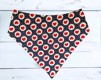 Valentine’s Day Dog Bandana , Reversible and adjustable with snaps