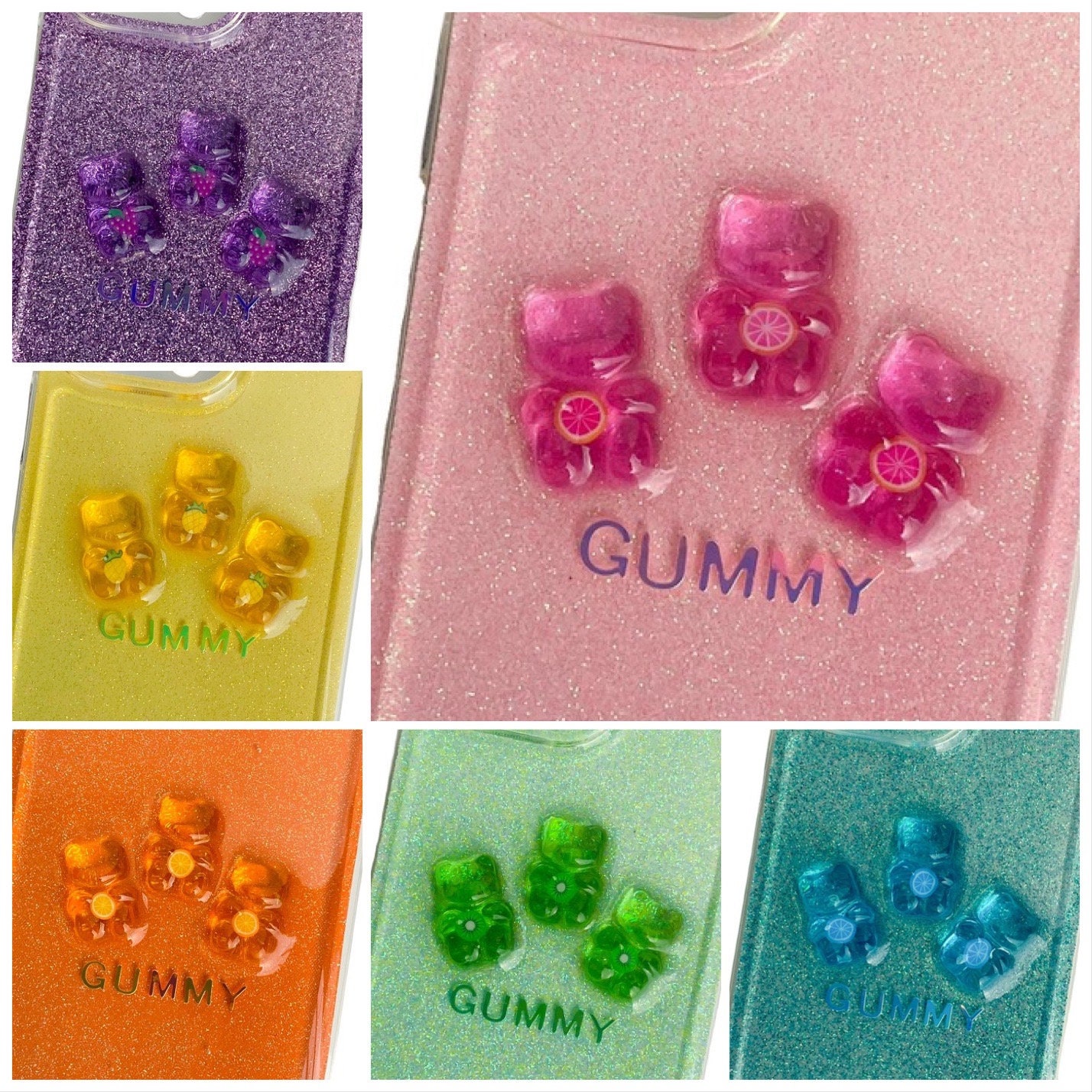 Colorful Glitter GUMMY Bear Case for iPhone 14 Pro Max 14